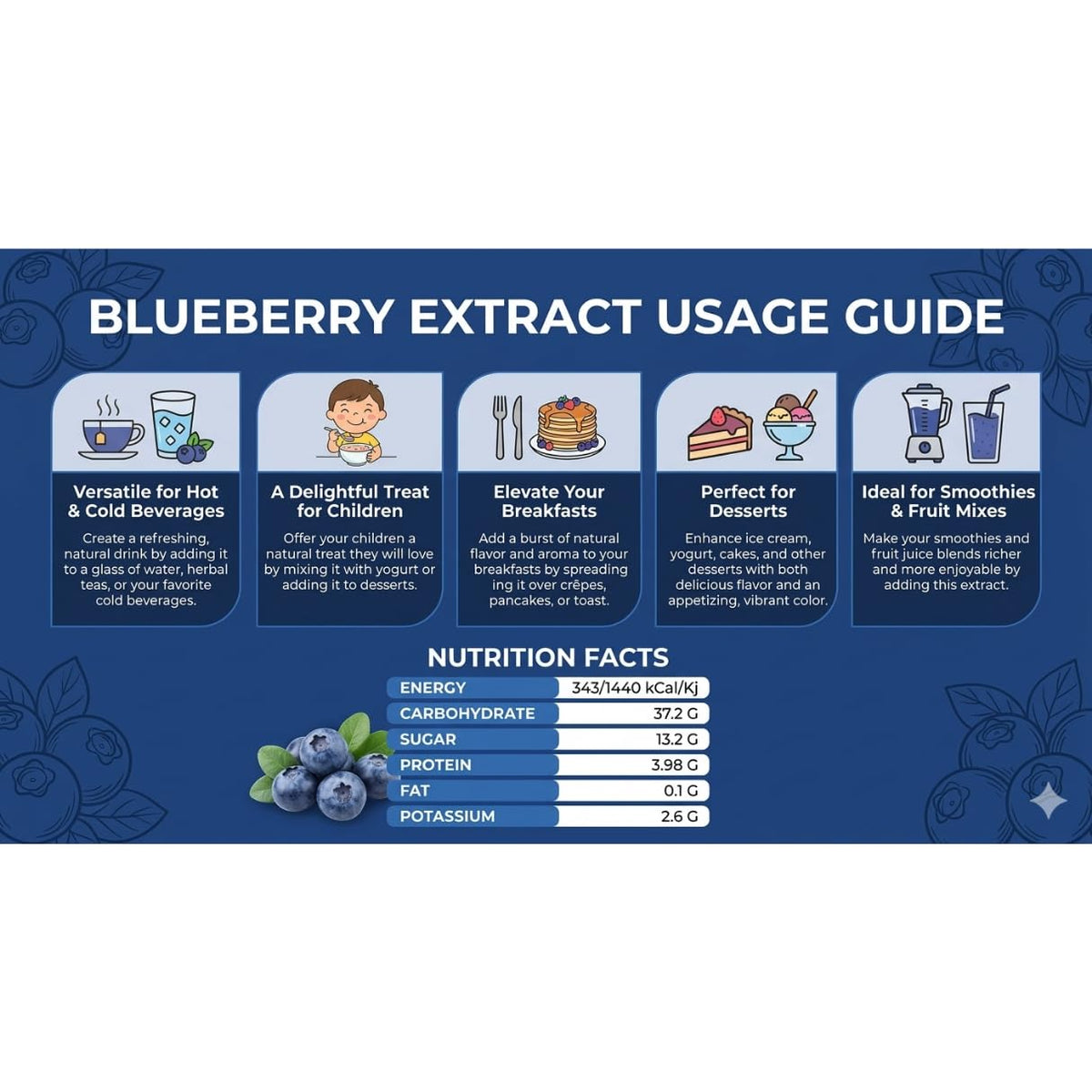 Natural Blueberry Extract 700g, 3-Pack