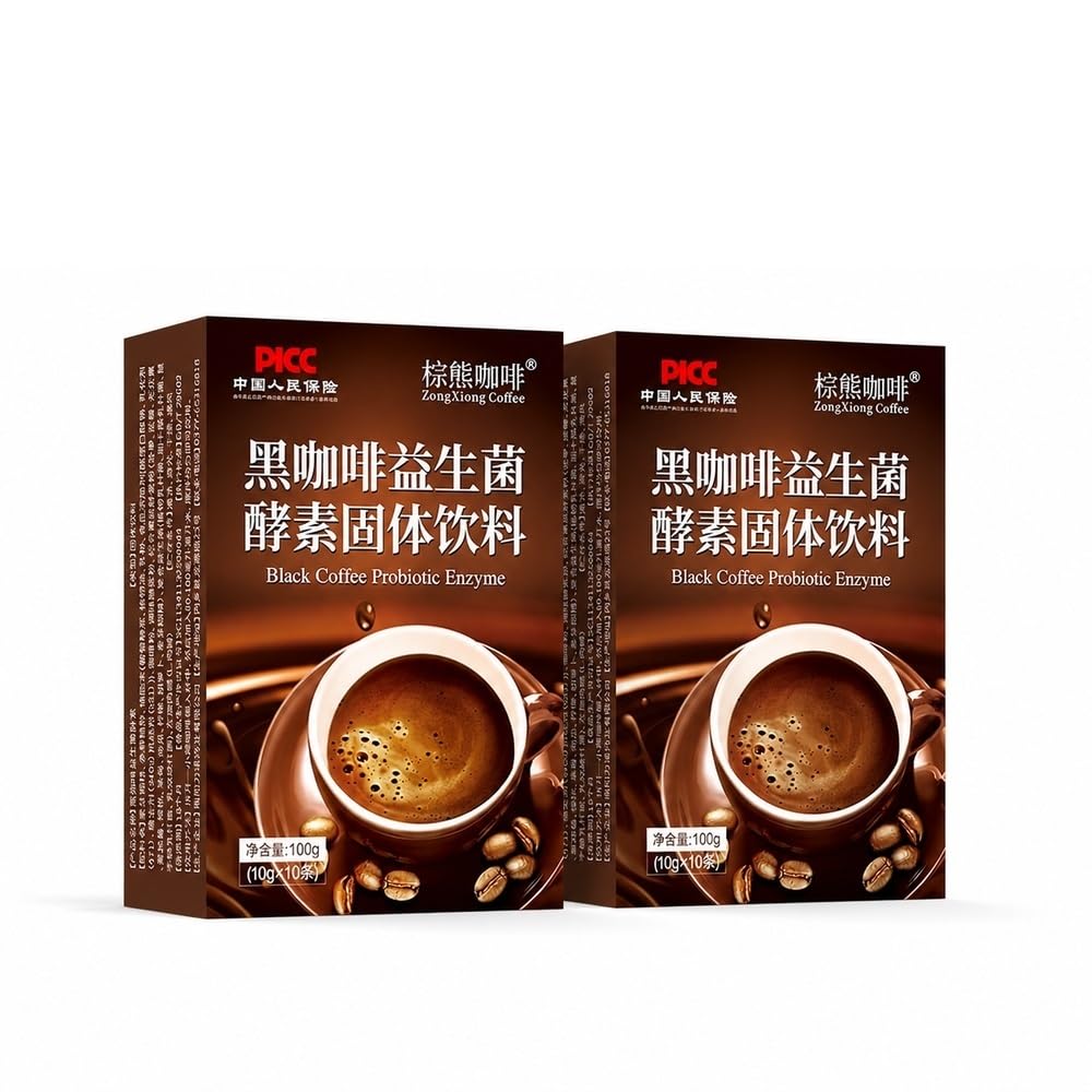 Instant Black Coffee with Probiotics & Enzymes, 100g (10 Sticks)